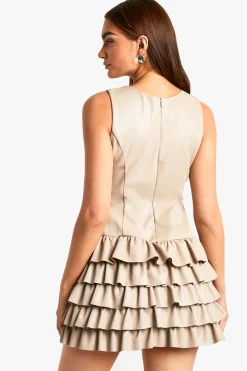 synthétique Robe Mini en synthétique à Ourlet à Volants