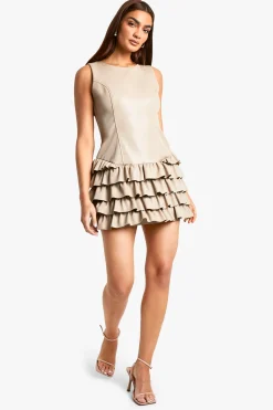 synthétique Robe Mini en synthétique à Ourlet à Volants