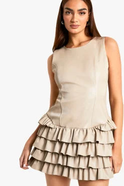 synthétique Robe Mini en synthétique à Ourlet à Volants