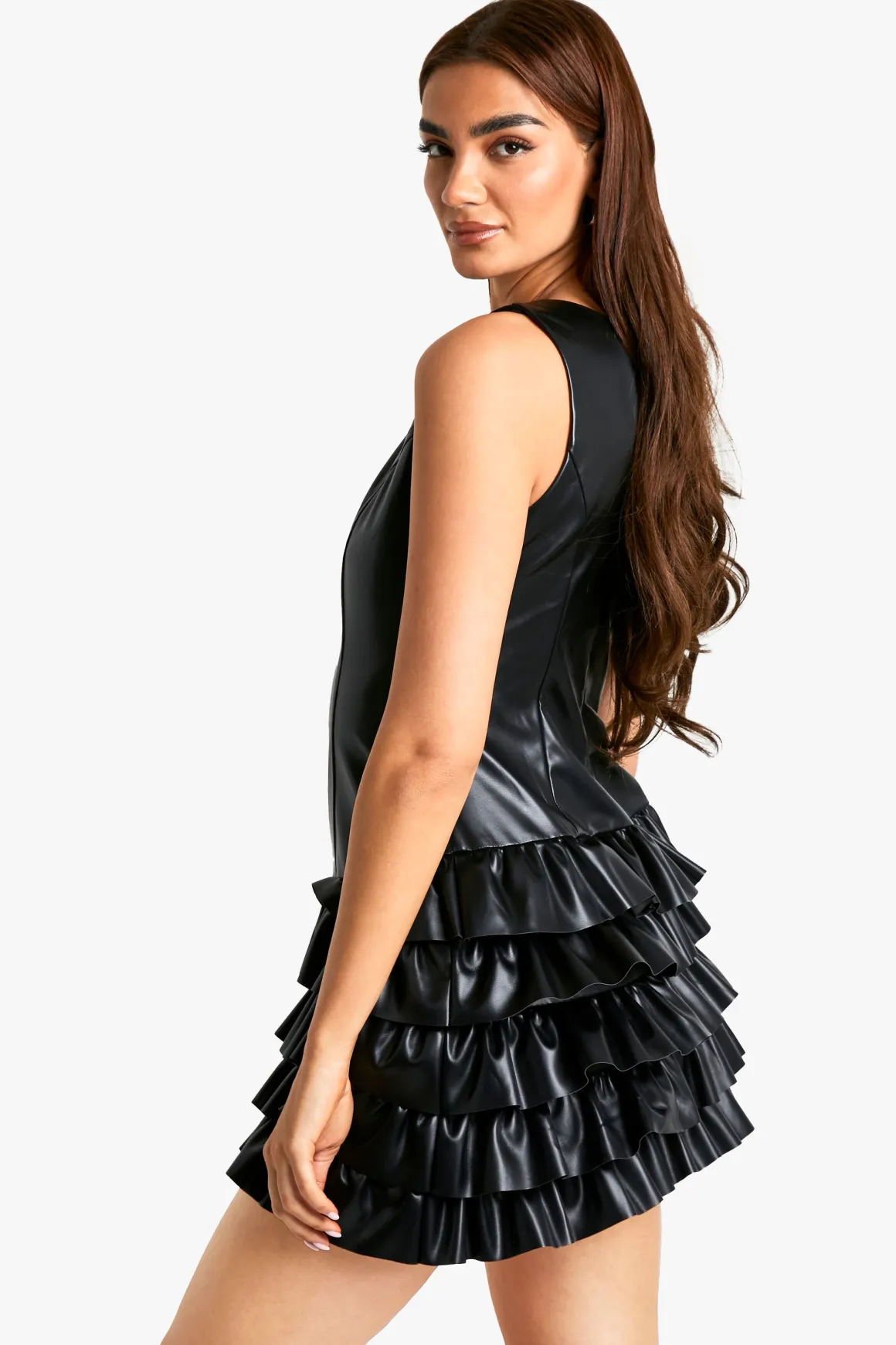 synthétique Robe Mini à Ourlet à Volants
