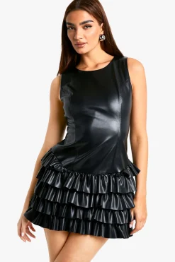 synthétique Robe Mini à Ourlet à Volants