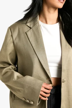 Tailleur Blazer Oversize à Simple Boutonnage