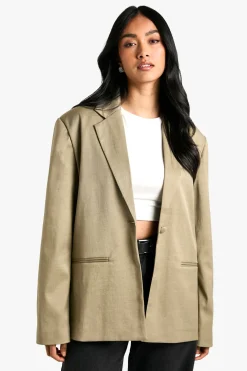 Tailleur Blazer Oversize à Simple Boutonnage