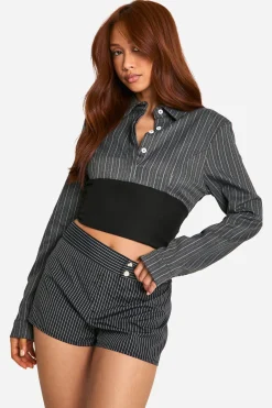 boohoo Tailored Pinstripe Micro Shorts<Femme Shorts