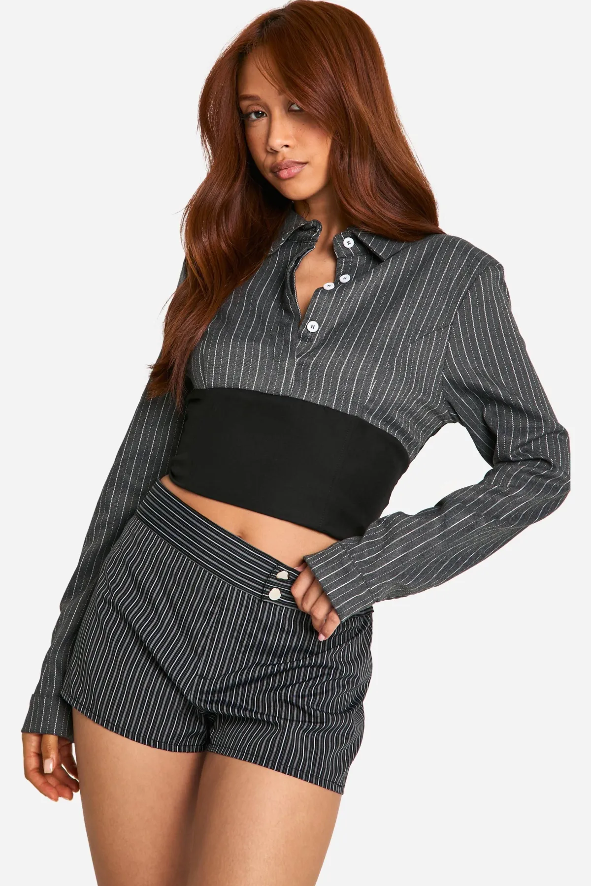 boohoo Tailored Pinstripe Micro Shorts<Femme Shorts