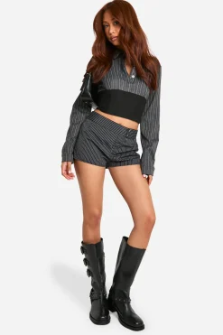 boohoo Tailored Pinstripe Micro Shorts<Femme Shorts