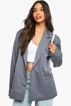 boohoo Tailored Pinstripe Oversized Blazer<Femme Blazers|Vestes & Manteaux