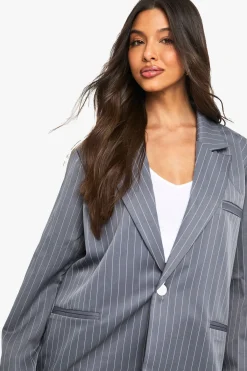 boohoo Tailored Pinstripe Oversized Blazer<Femme Blazers|Vestes & Manteaux