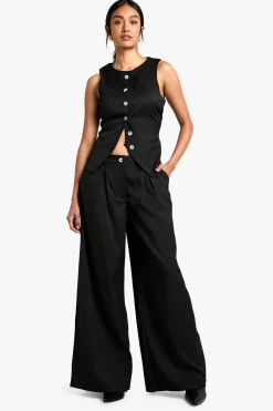Tailored Pleated Wide Leg Trousers