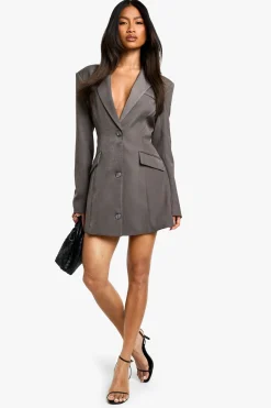boohoo Tailored Structured Cinched Waist Blazer Dress<Femme Tailleurs|Robes À Manches Longues