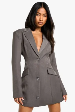 boohoo Tailored Structured Cinched Waist Blazer Dress<Femme Tailleurs|Robes À Manches Longues