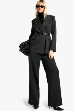 Tailored Woven Pinstripe Wide Leg Trousers
