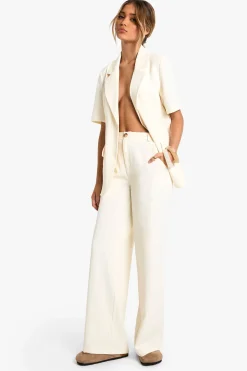 Tailored Woven Pleated Wide Leg Trousers