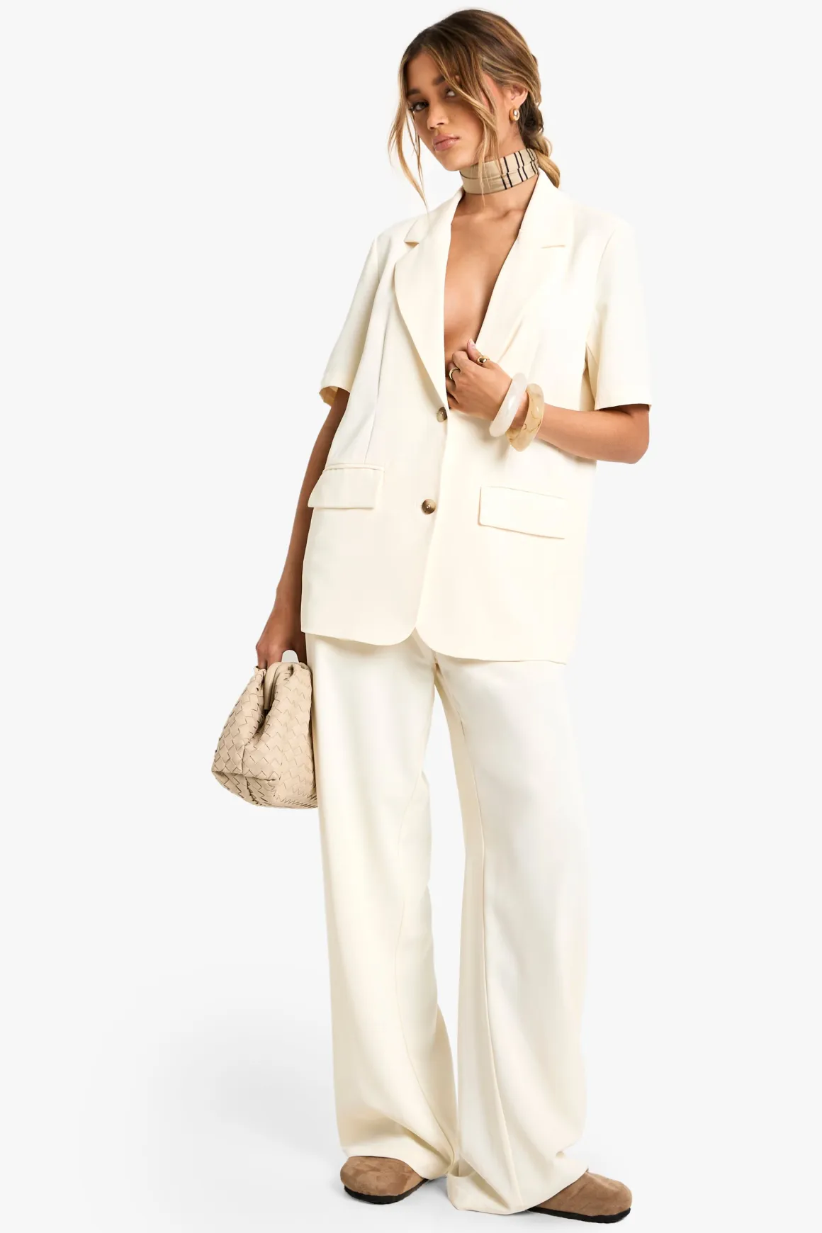 Tailored Woven Short Sleeve Blazer