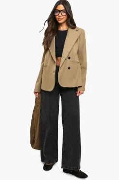 Tailored Wrap Button Blazer