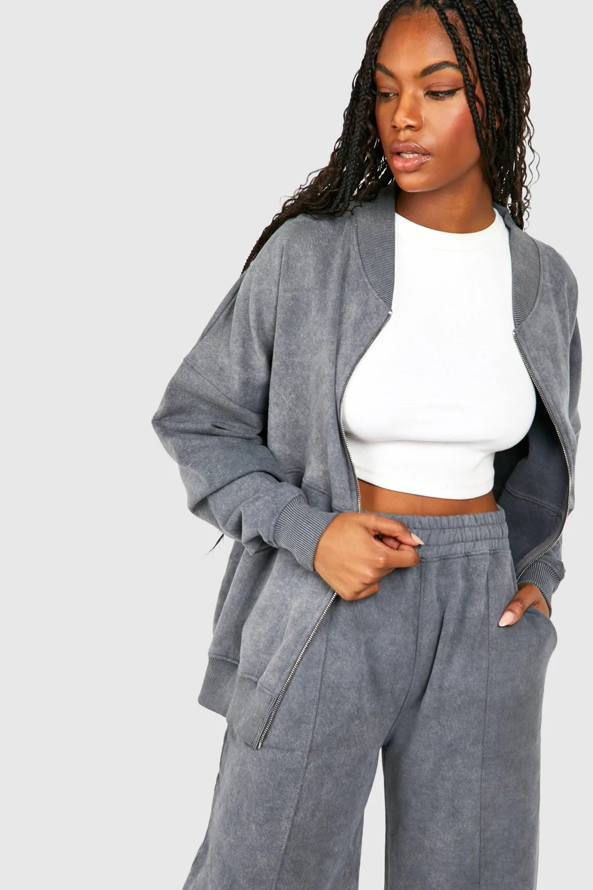 Tall Acid Wash Bomber Tracksuit