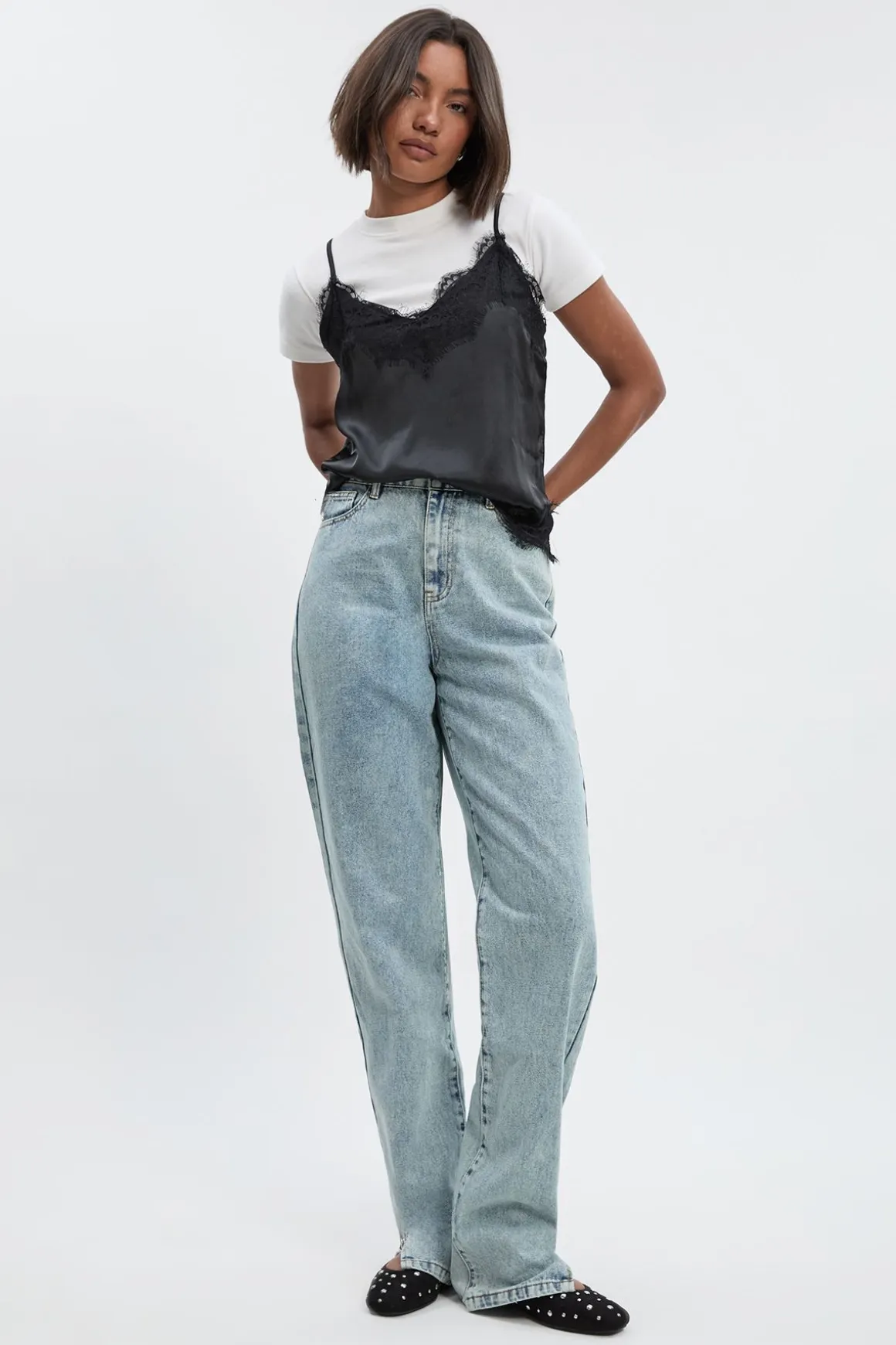 Tall Basics Jean Droit à Ourlet Fendu