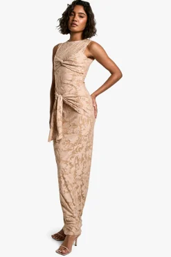 Tall Burnout Floral Tie Twist Maxi Dress