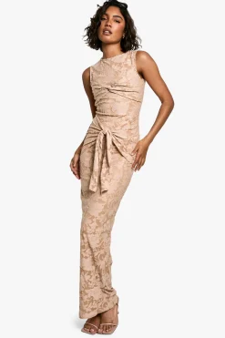 Tall Burnout Floral Tie Twist Maxi Dress