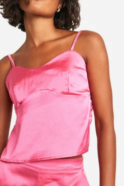 boohoo Tall - Débardeur satiné à coutures apparentes<Femme Satin Et Dentelle|Tops