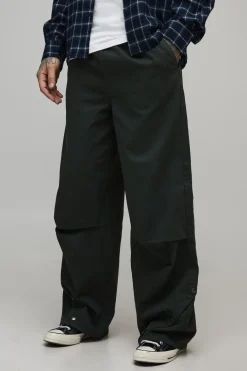Tall Elasticated Waist Oversized Hem Popper Trousers