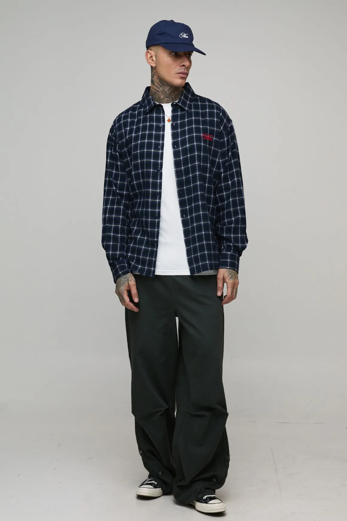 Tall Elasticated Waist Oversized Hem Popper Trousers
