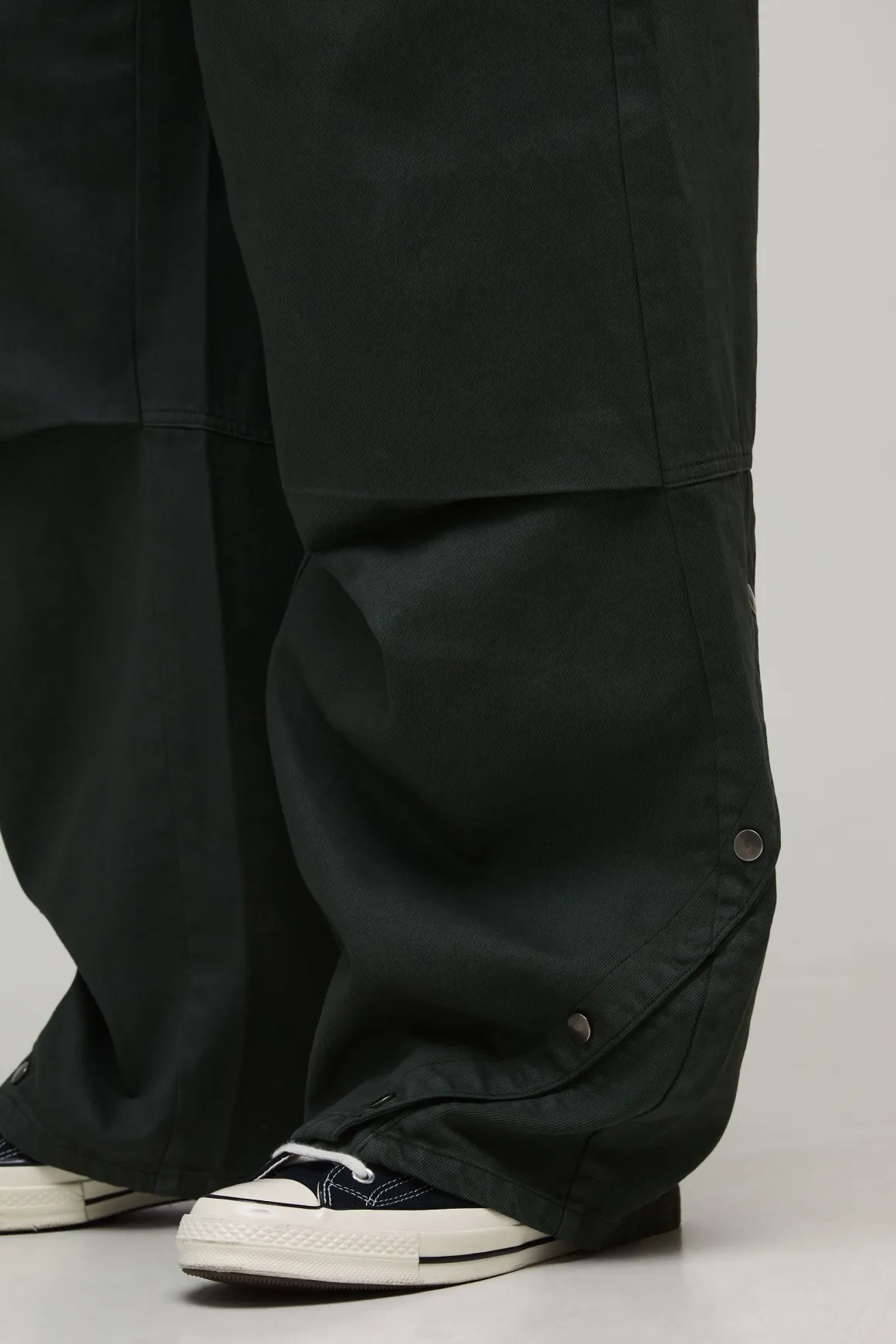 Tall Elasticated Waist Oversized Hem Popper Trousers