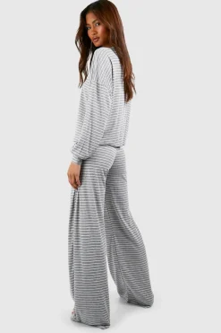 boohoo Tall - Ensemble de pyjama rayé en jersey<Femme Pyjamas