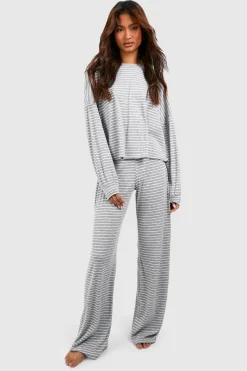boohoo Tall - Ensemble de pyjama rayé en jersey<Femme Pyjamas