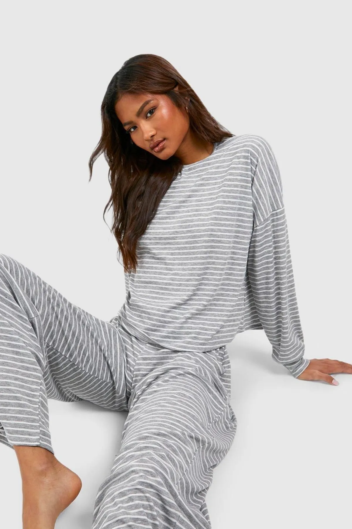 boohoo Tall - Ensemble de pyjama rayé en jersey<Femme Pyjamas