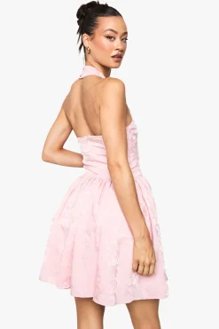 Tall Halter Jaquard Robe Patineuse à Col Carré
