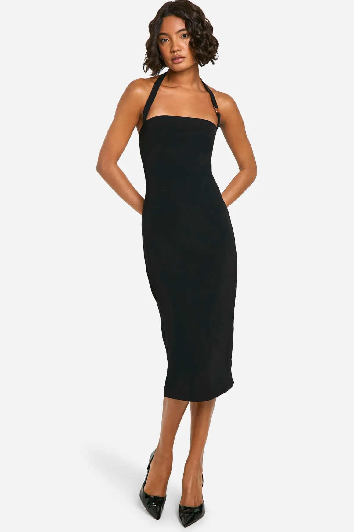 Tall Halter Strap Detail Bodycon Midi Dress