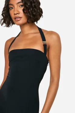 Tall Halter Strap Detail Bodycon Midi Dress