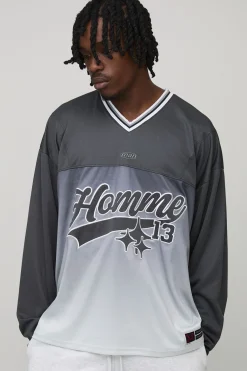 Tall Homme T-shirt de sport à manches longues oversize avec appliqué