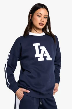 Tall LA Sweatshirt à Appliqué et Rayures Latérales