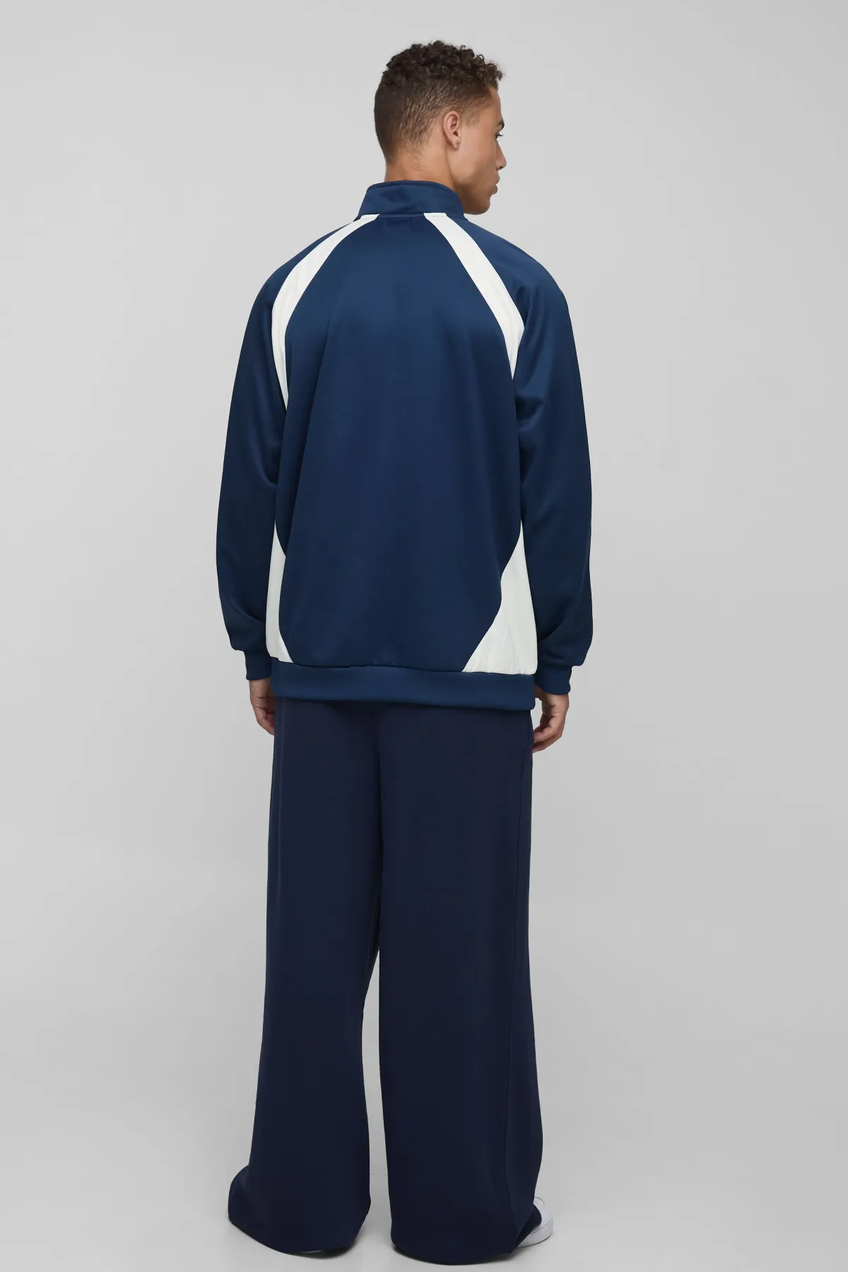 boohooMAN Tall Man Tricot Veste à panneaux de couleurs, col entonnoir, coupe régulière<Homme Tout Afficher|Sweats À Capuche Tall