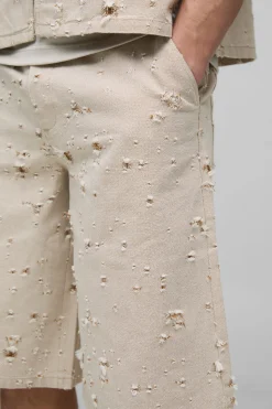 boohooMAN Tall Nibbled Denim Relaxed Fit Shorts<Homme Denim|Tout Afficher
