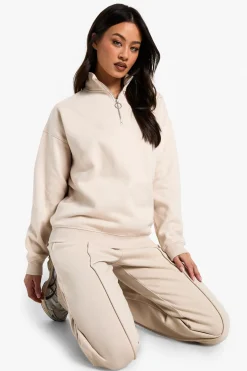 Tall O Ring Detail Half Zip Sweatshirt