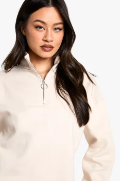 Tall O Ring Detail Half Zip Sweatshirt