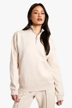 Tall O Ring Detail Half Zip Sweatshirt