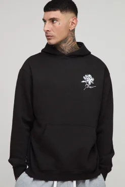 boohooMAN Tall Oversized Floral Print Hoodie<Homme Tout Afficher|Sweats À Capuche Tall