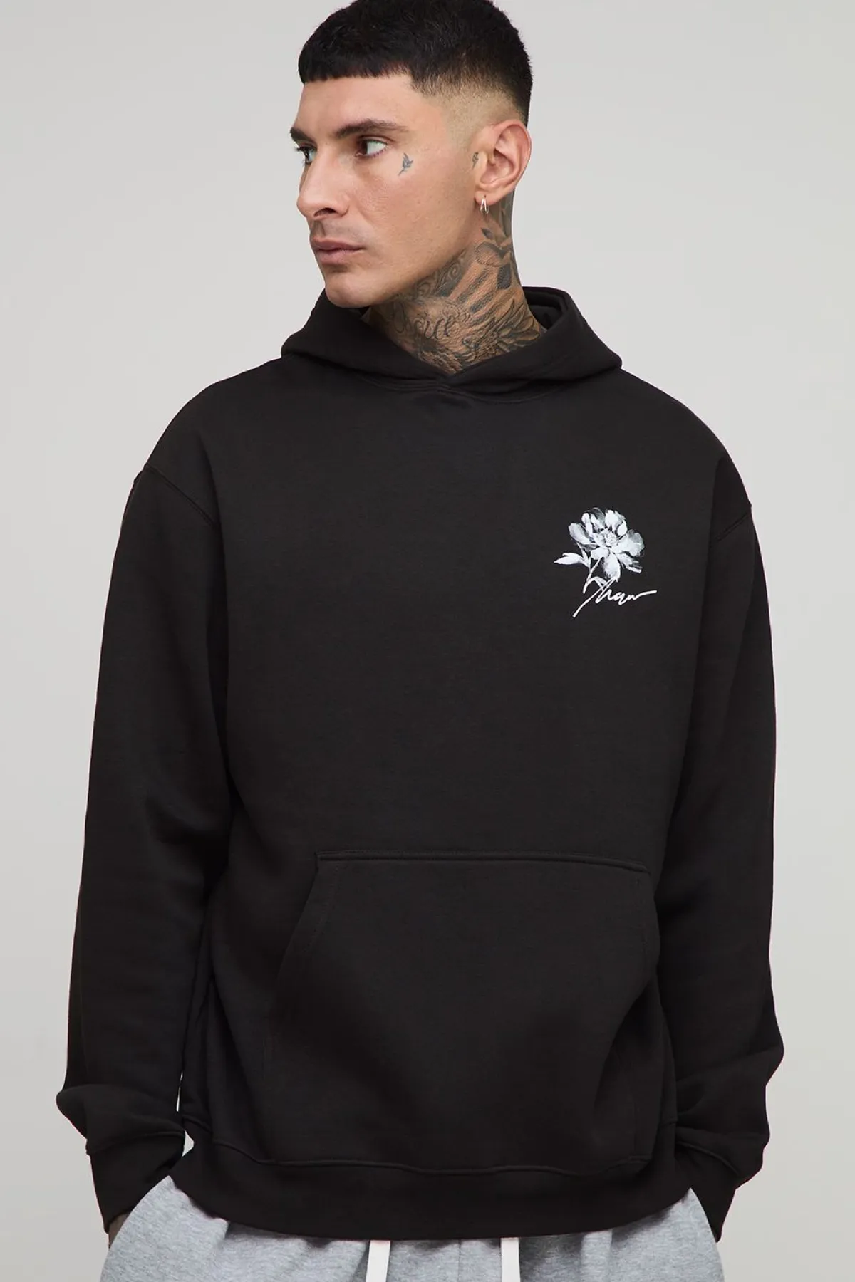 boohooMAN Tall Oversized Floral Print Hoodie<Homme Tout Afficher|Sweats À Capuche Tall