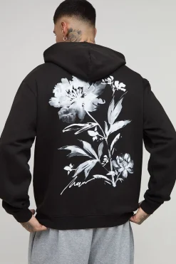 boohooMAN Tall Oversized Floral Print Hoodie<Homme Tout Afficher|Sweats À Capuche Tall