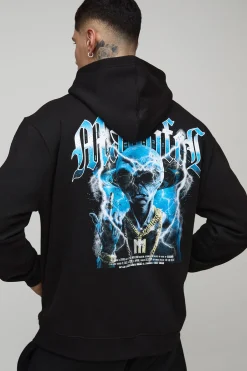 boohooMAN Tall Oversized Gothic Rhinestone Graphic Hoodie<Homme Tout Afficher|Sweats À Capuche Tall