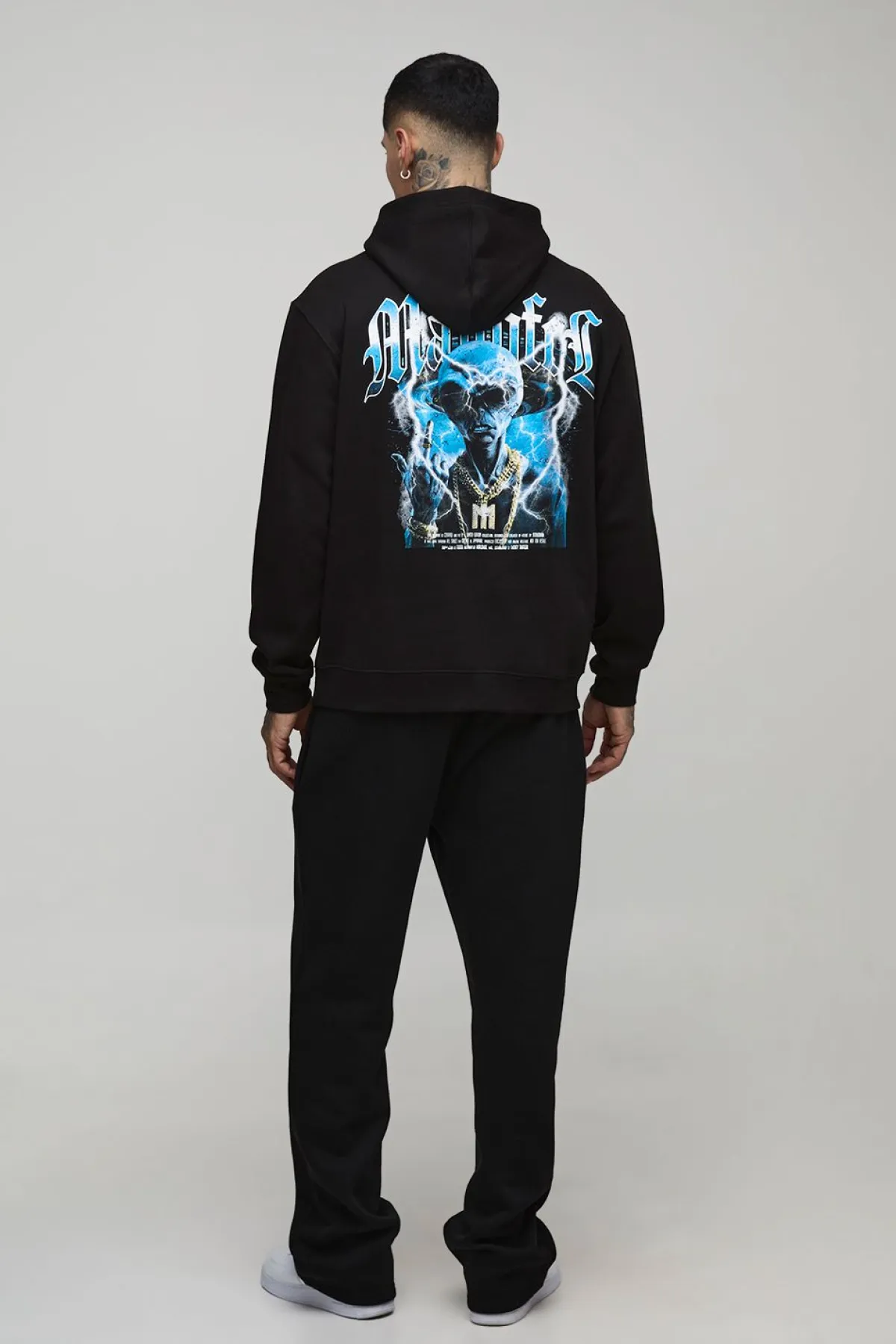 boohooMAN Tall Oversized Gothic Rhinestone Graphic Hoodie<Homme Tout Afficher|Sweats À Capuche Tall