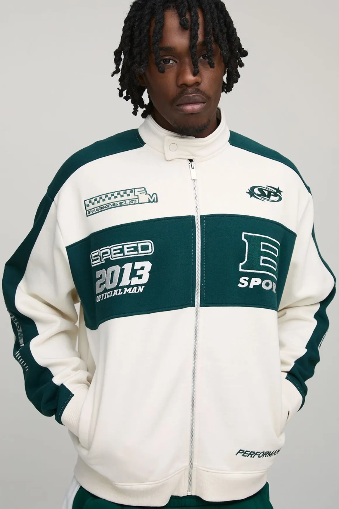 Tall Oversized Jersey Man Embroidered Varsity Jacket