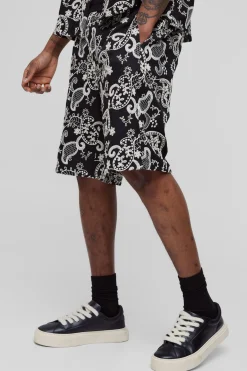 Tall Paisley Embroidered Shorts