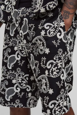Tall Paisley Embroidered Shorts