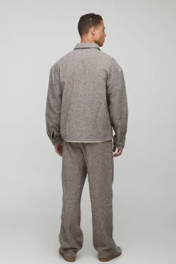 Tall Relaxed Leg Brushed Herringbone Trouser