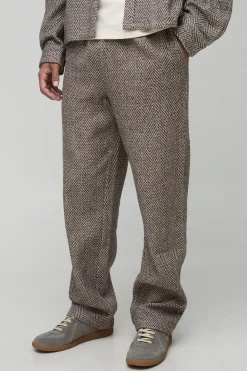 Tall Relaxed Leg Brushed Herringbone Trouser